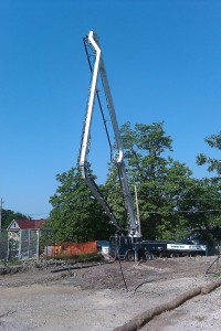 Long shot of boom extension