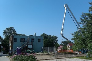 North side of building showing boom