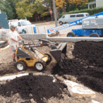 Soil staging on site.